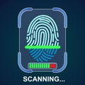 Fingerprint scanning icon for apps with security unlock - vector Royalty Free Stock Photo
